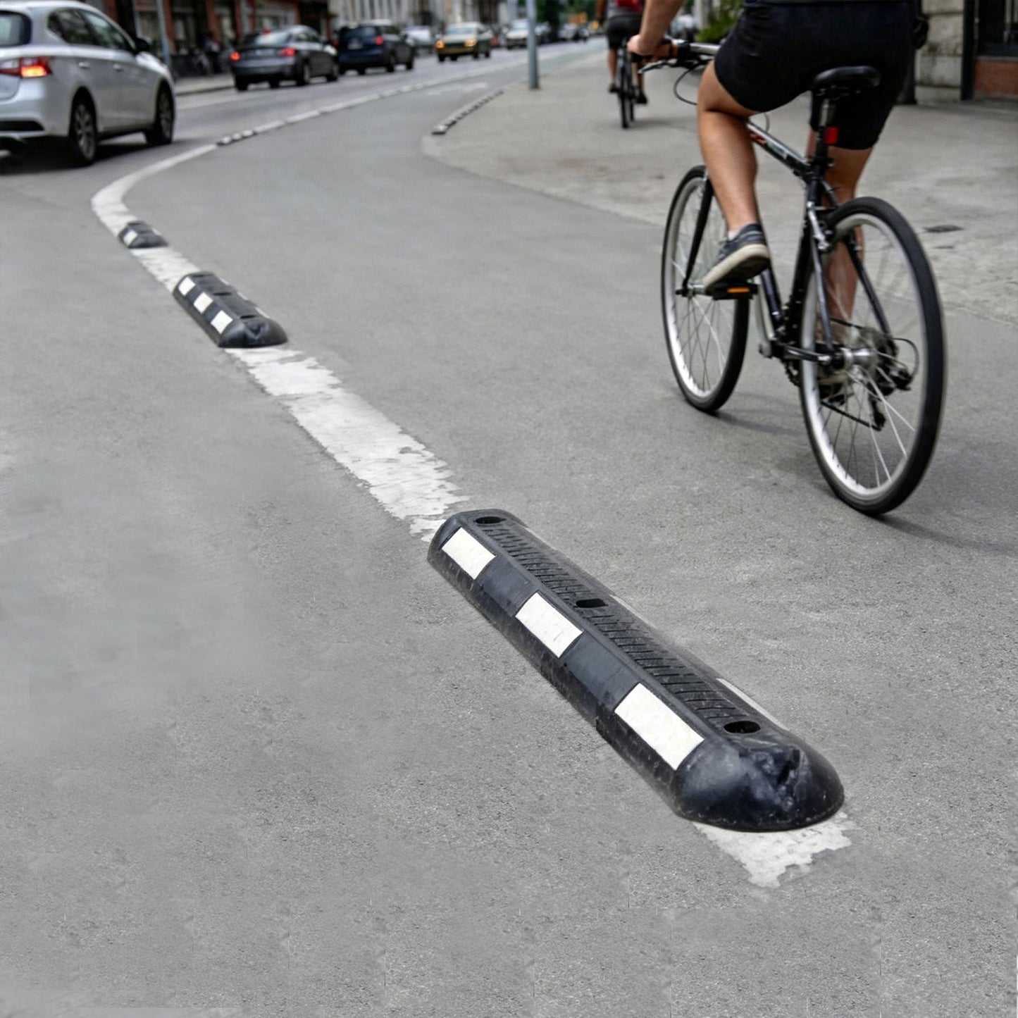 2PCS Bicyle Lane Separator Black/White
