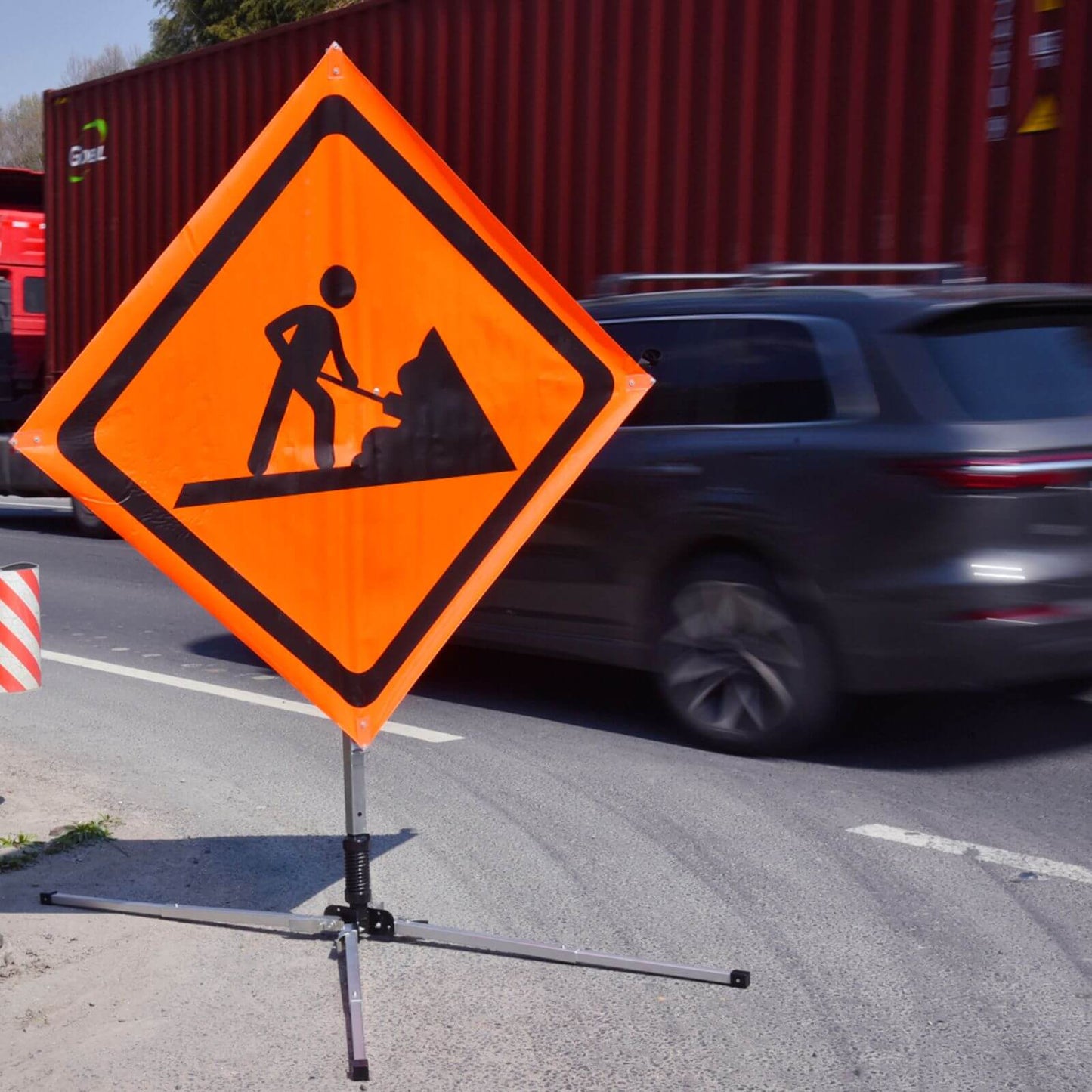 Heavy-Duty Metal Roll-Up Sign Stand