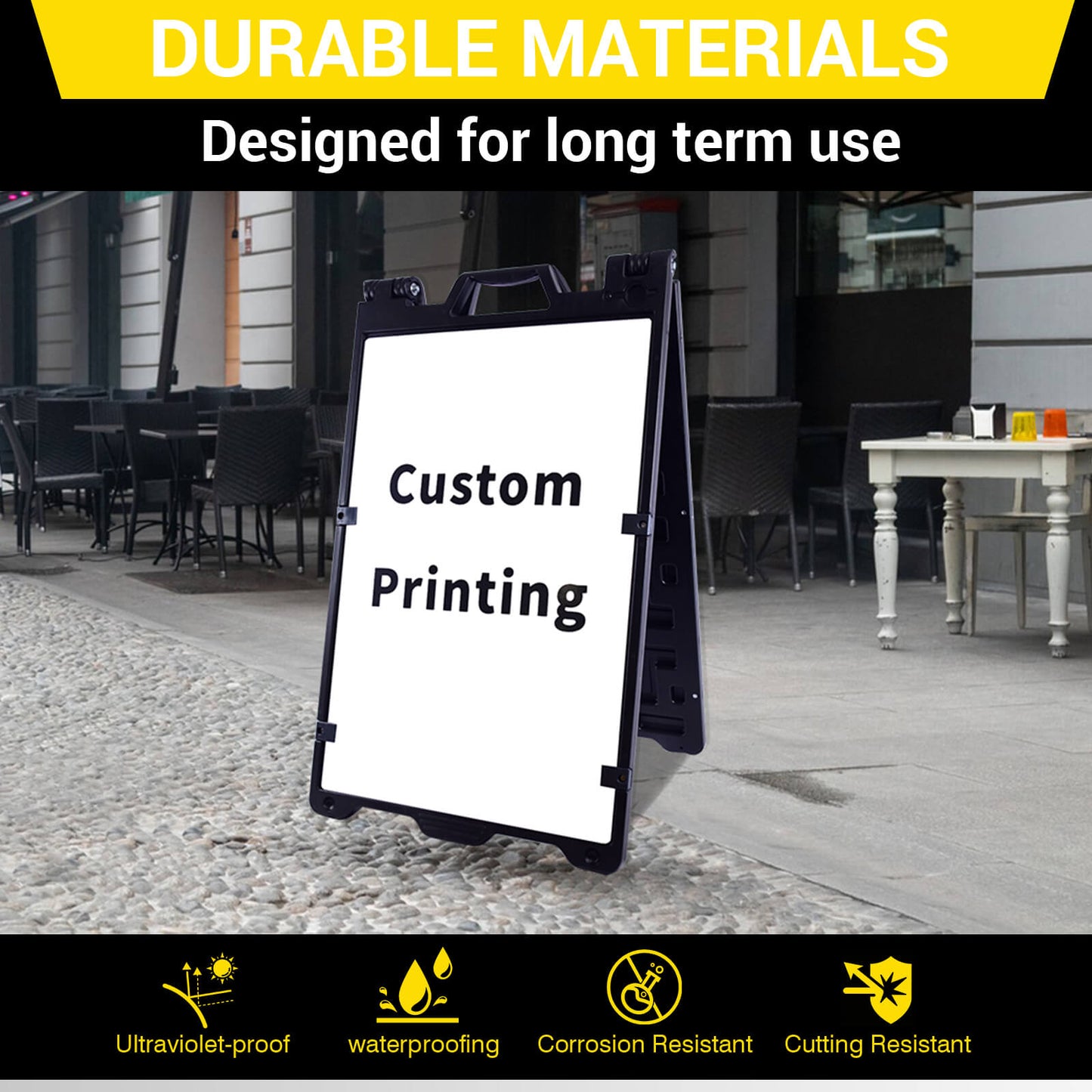 A-Frame Sidewalk Sign Board, Double-Sided Poster Stand