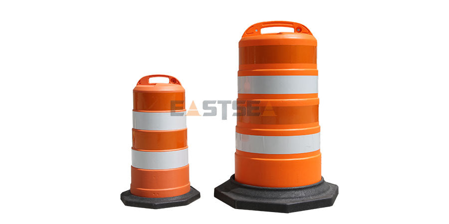 Tambor de seguridad resistente / barril de tráfico delgado / tambor de seguridad de 2 partes para gestión de tráfico y señalización de peligros