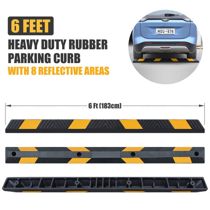 Heavy-Duty Rubber Parking Curb Wheel Stops with Reflective Markings