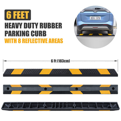 Heavy Duty Rubber Parking Curb with Beads Reflector
