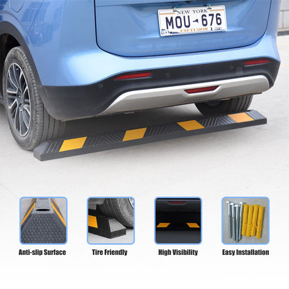 Heavy-Duty Rubber Parking Curb Wheel Stops with Reflective Markings