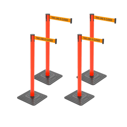 4-Pack 10ft Retractable Belt Stanchion Barriers