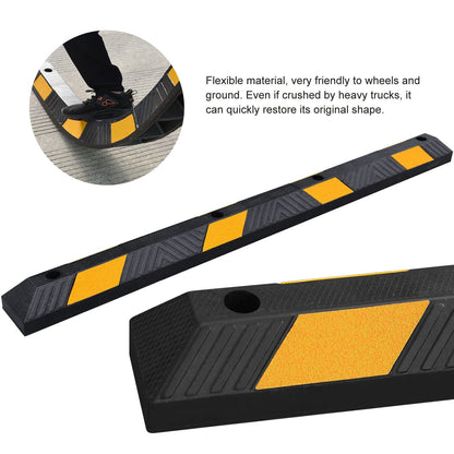 Heavy-Duty Rubber Parking Curb Wheel Stops with Reflective Markings