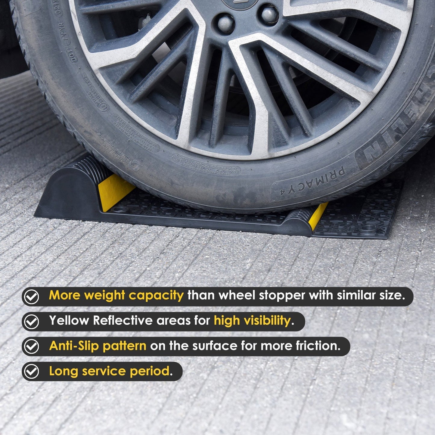 4-Pack Self-Adhesive Parking Mats with Reflective Stripes