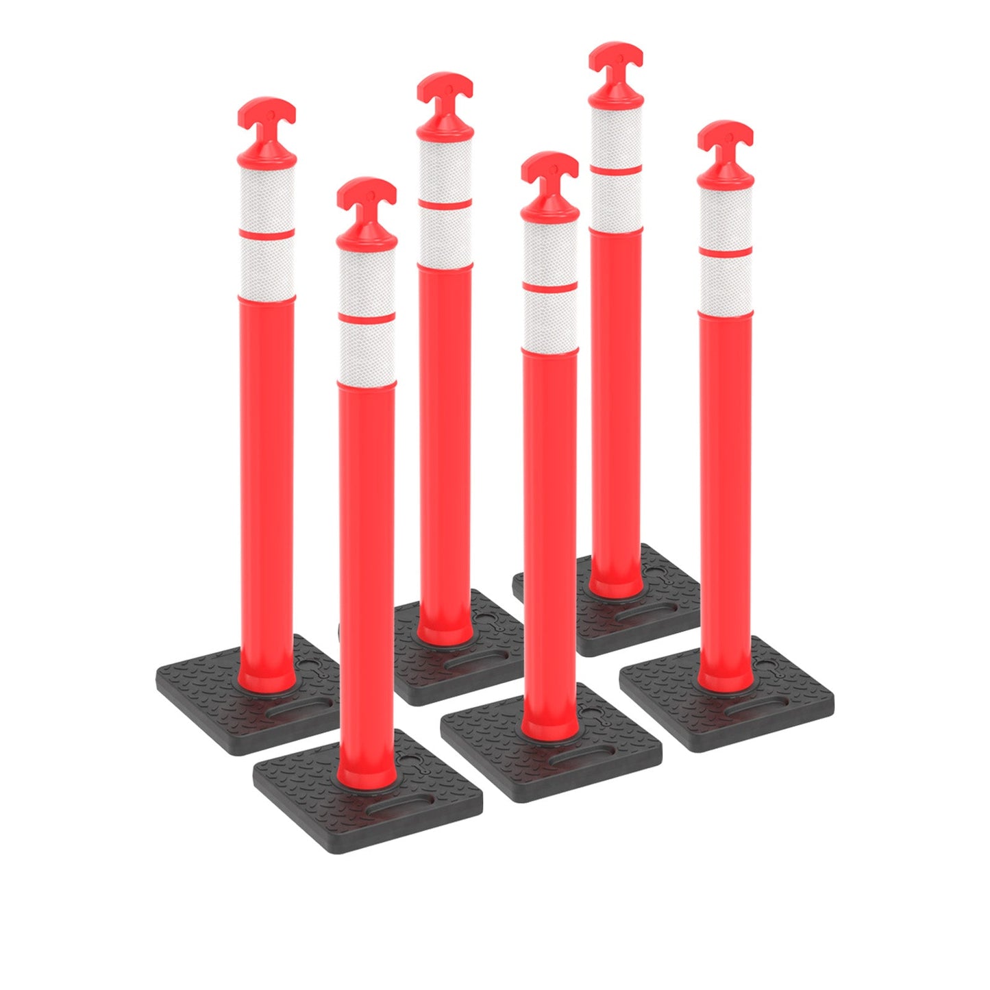 6-Pack T-Top Delineator Posts with Rubber or Water-Filled Bases