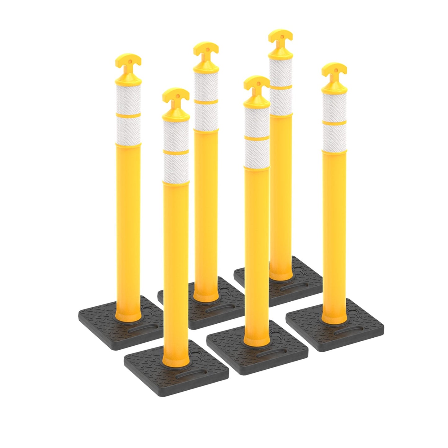 6-Pack T-Top Delineator Posts with Rubber or Water-Filled Bases