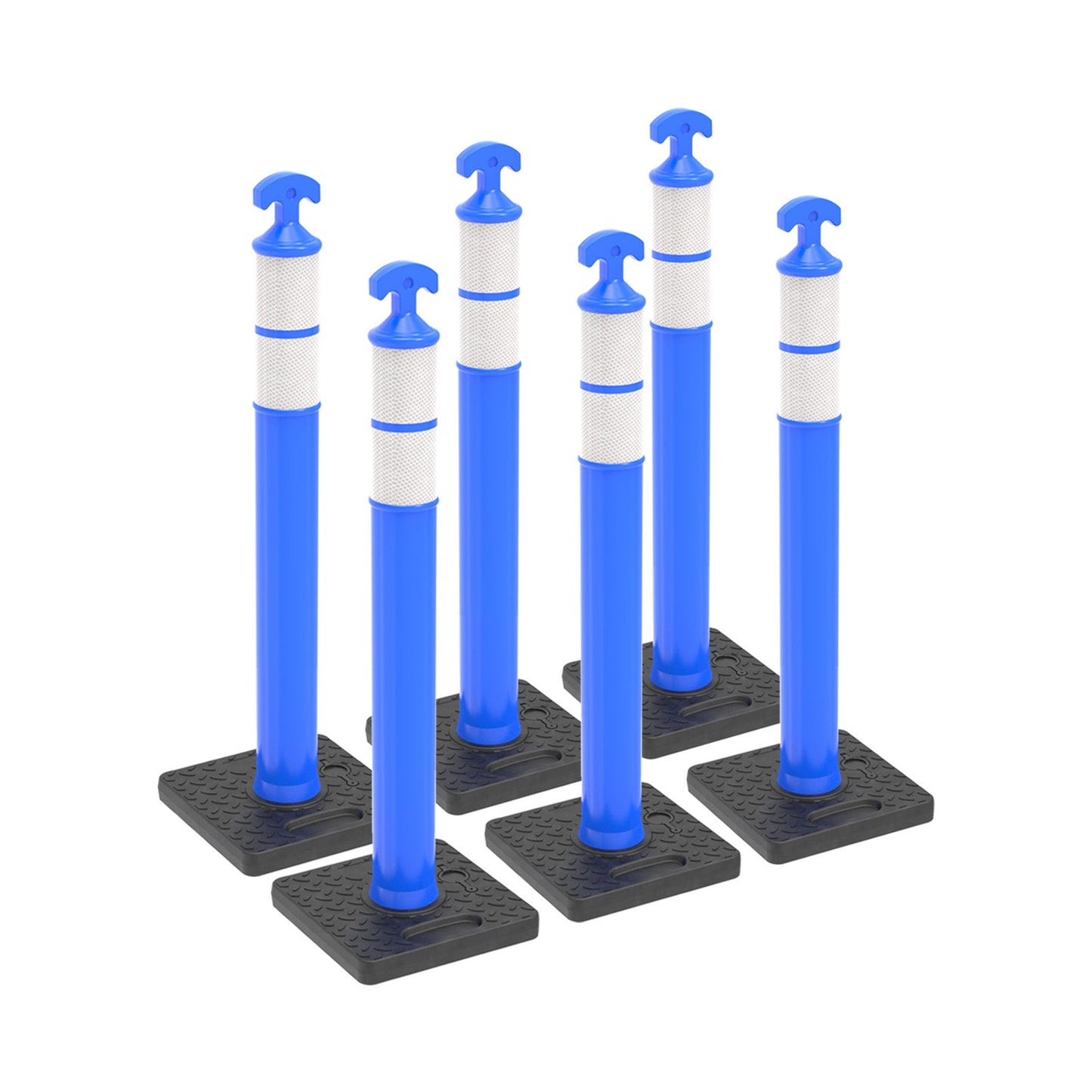 6-Pack T-Top Delineator Posts with Rubber or Water-Filled Bases
