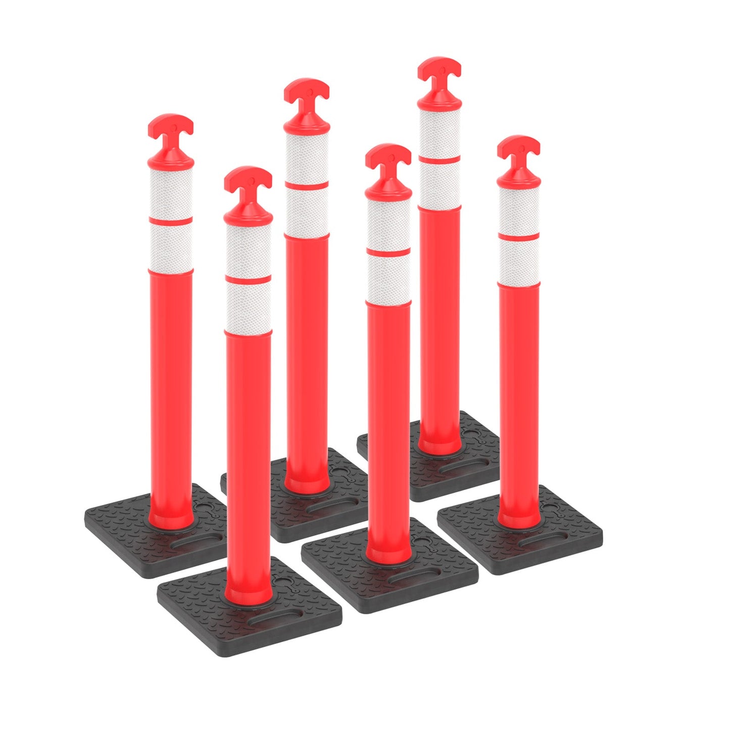 6-Pack T-Top Delineator Posts with Rubber or Water-Filled Bases