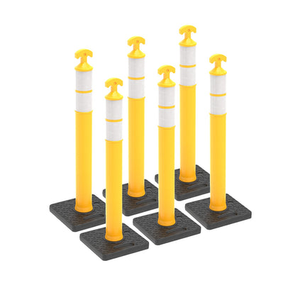 6-Pack T-Top Delineator Posts with Rubber or Water-Filled Bases