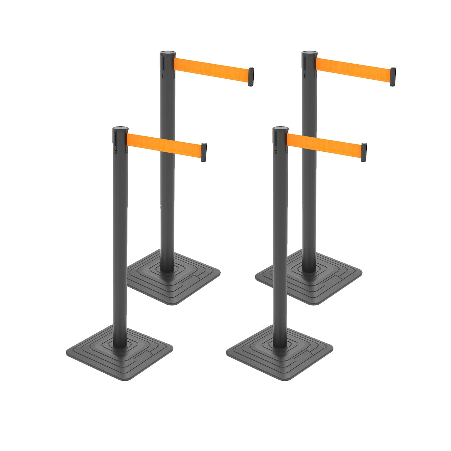 4-Pack 10ft Retractable Belt Stanchion Barriers