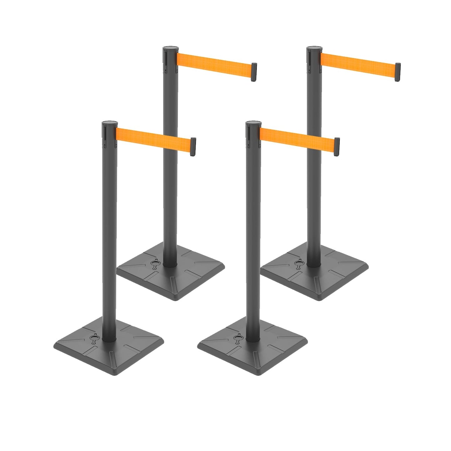 4-Pack Retractable Belt Barriers with Caution Message