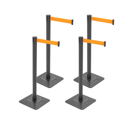 4-Pack Retractable Belt Barriers with Caution Message