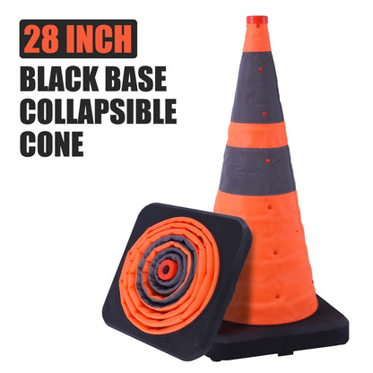 4-Pack 70 cm Collapsible Traffic Cones with Black Base