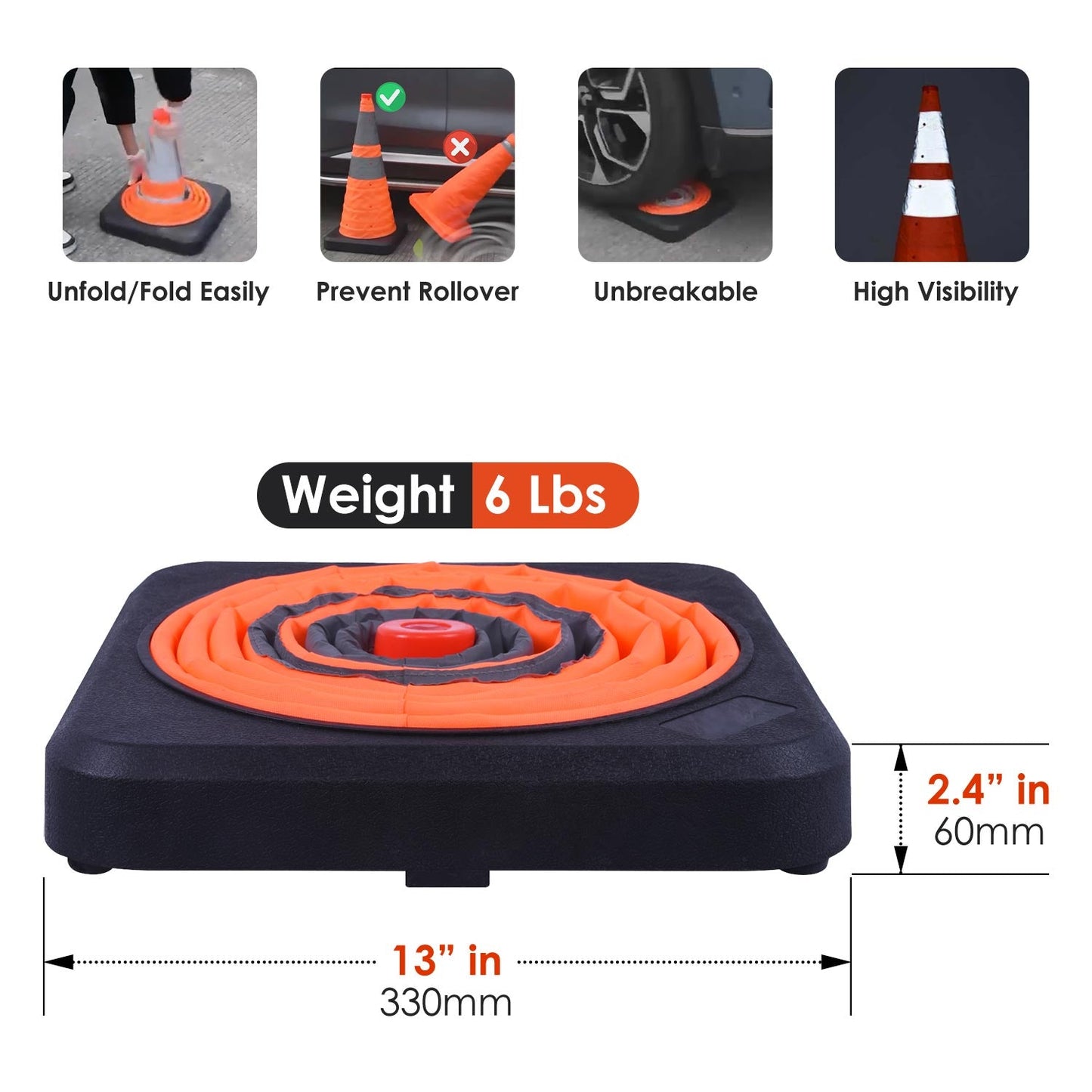 28Inch Collapsible Cone - top-down view