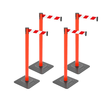4-Pack Retractable Belt Barriers with Caution Message