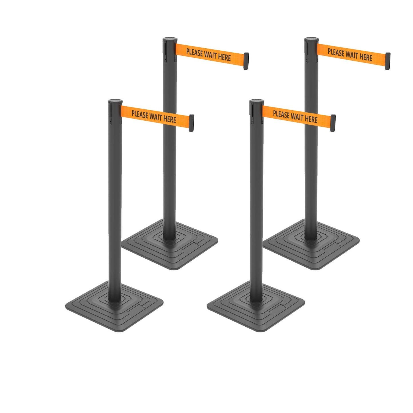 4-Pack 10ft Retractable Belt Stanchion Barriers