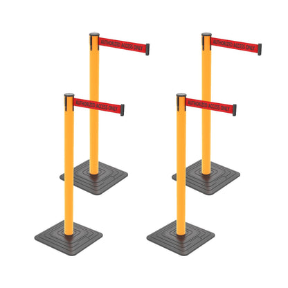 4-Pack Retractable Belt Barriers with Caution Message