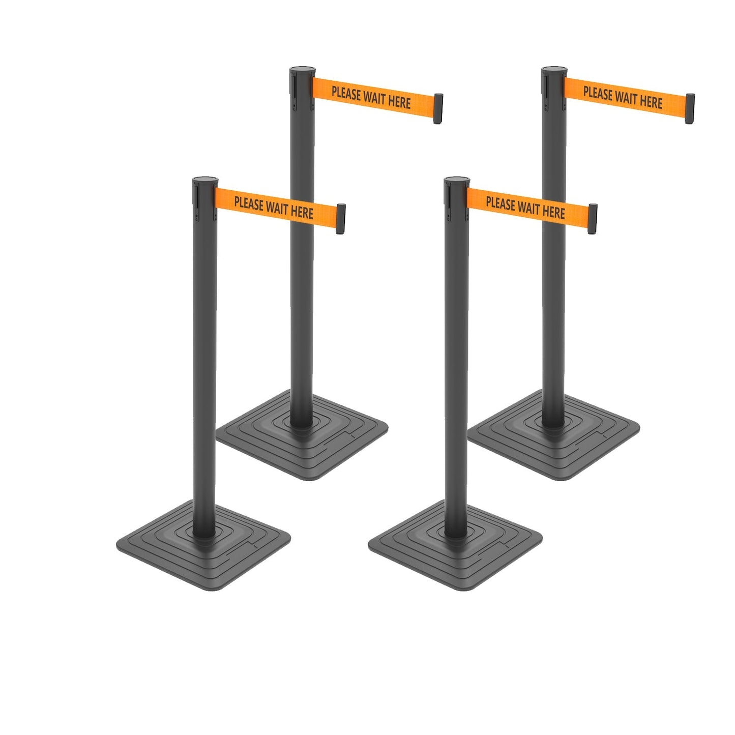 4-Pack Retractable Belt Barriers with Caution Message