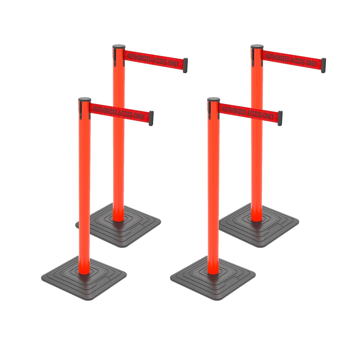 4-Pack 10ft Retractable Belt Stanchion Barriers