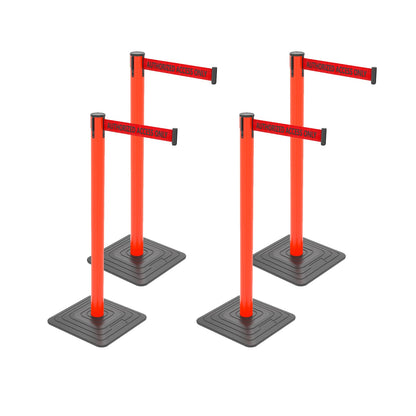 4-Pack 10ft Retractable Belt Stanchion Barriers