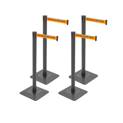 4-Pack Retractable Belt Barriers with Caution Message