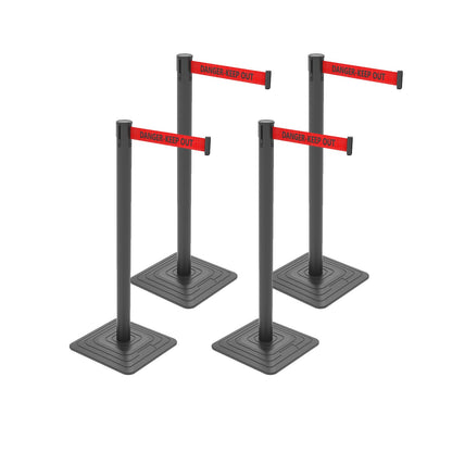 4-Pack 10ft Retractable Belt Stanchion Barriers