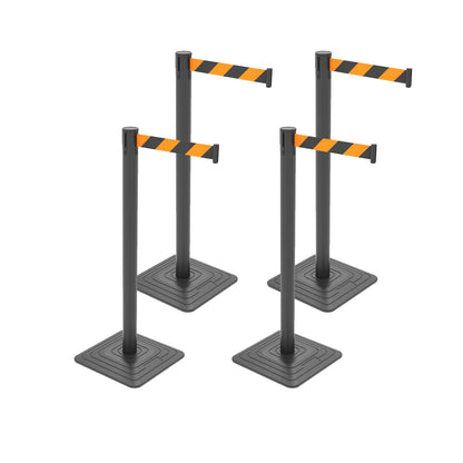 4-Pack Retractable Belt Barriers with Caution Message