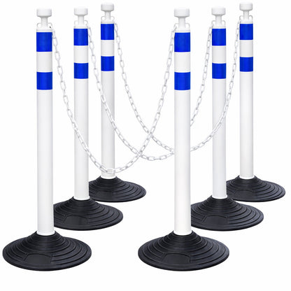 6-Pack Chain Stachion Post with Heavy Rubber or Water Filled Base