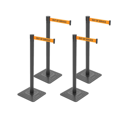 4-Pack Retractable Belt Barriers with Caution Message