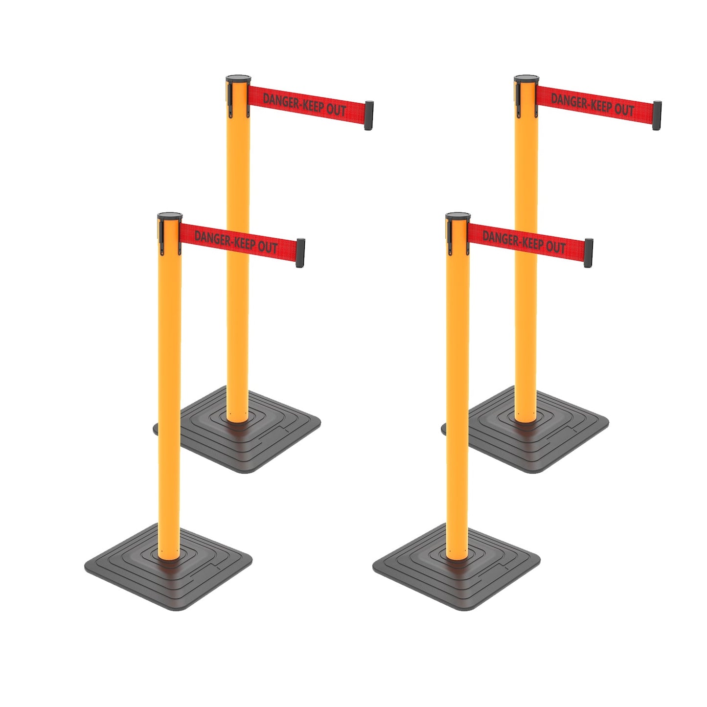 4-Pack 10ft Retractable Belt Stanchion Barriers