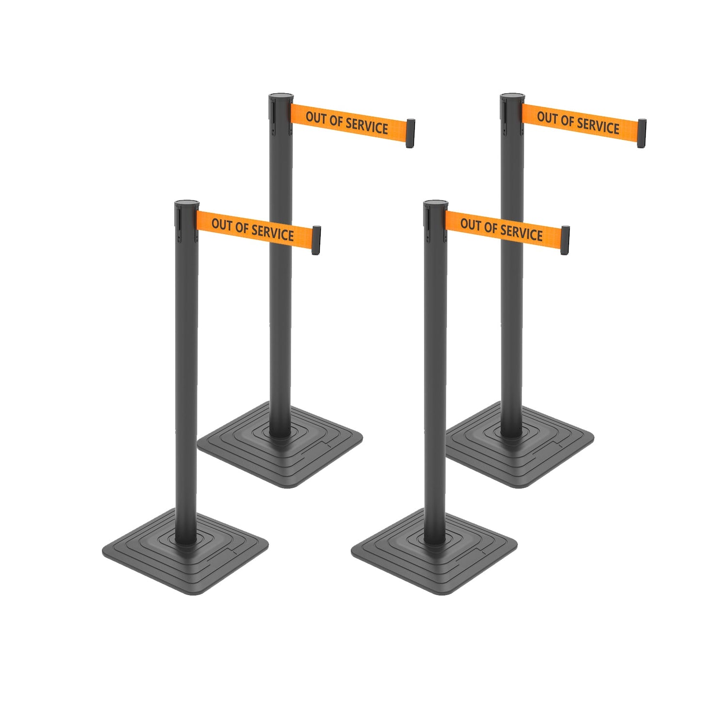 4-Pack 10ft Retractable Belt Stanchion Barriers