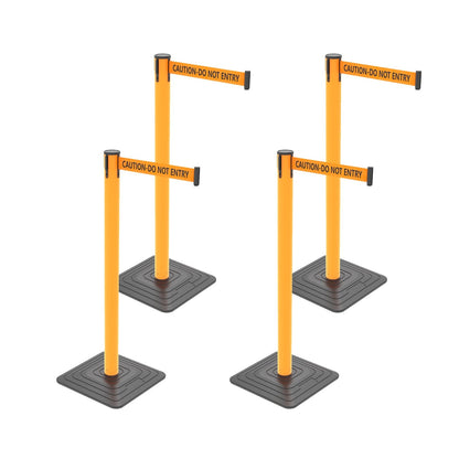 4-Pack Retractable Belt Barriers with Caution Message