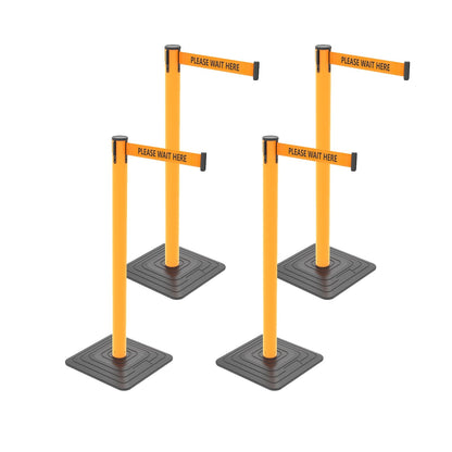 4-Pack Retractable Belt Barriers with Caution Message