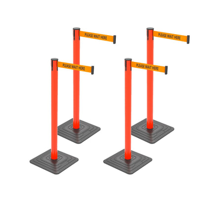 4-Pack Retractable Belt Barriers with Caution Message