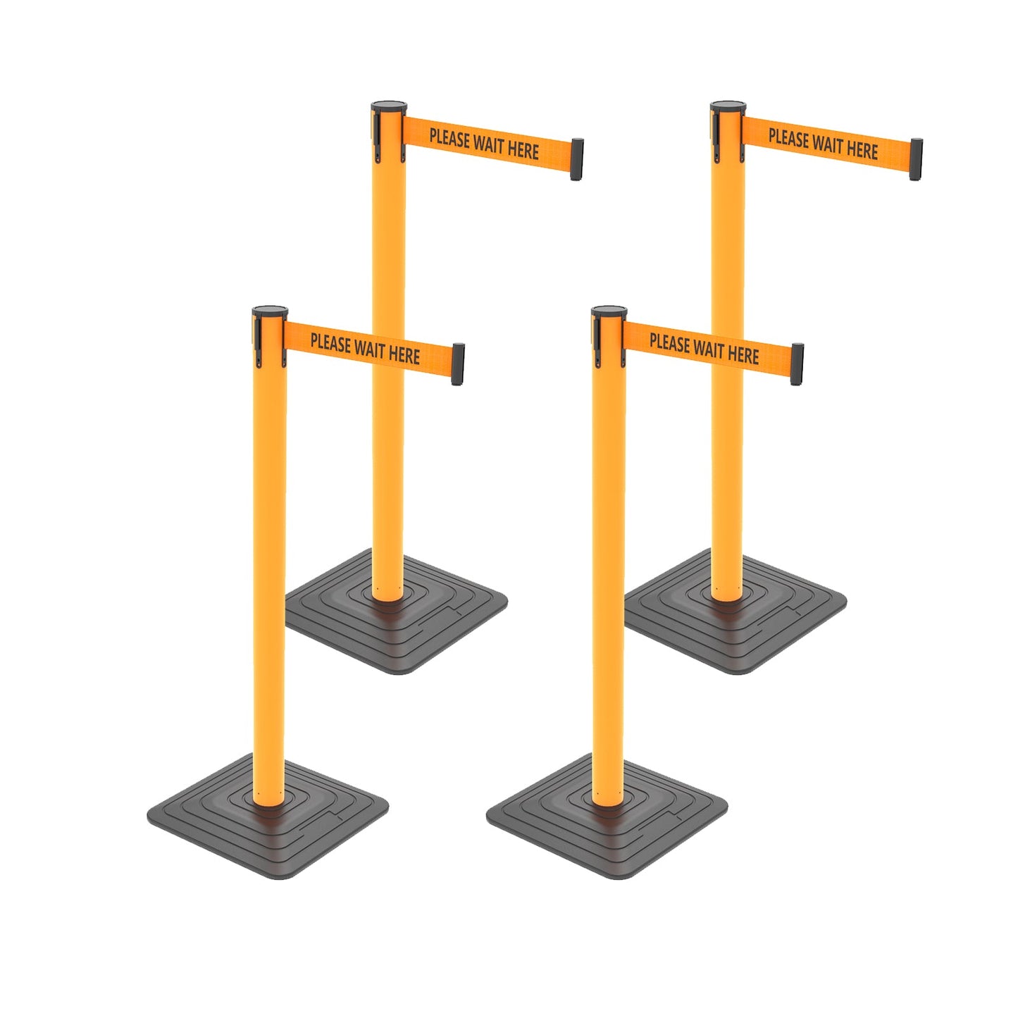 4-Pack 10ft Retractable Belt Stanchion Barriers