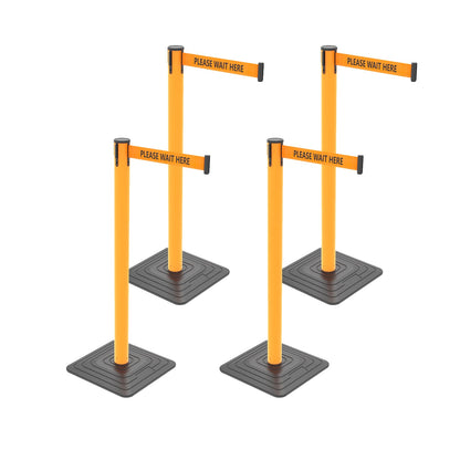 4-Pack 10ft Retractable Belt Stanchion Barriers