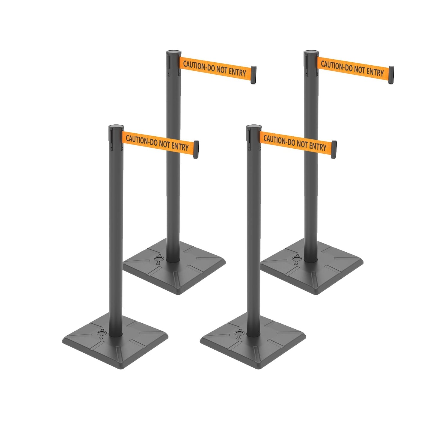 4-Pack Retractable Belt Barriers with Caution Message
