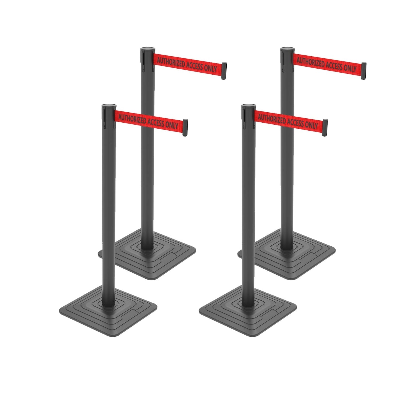 4-Pack Retractable Belt Barriers with Caution Message