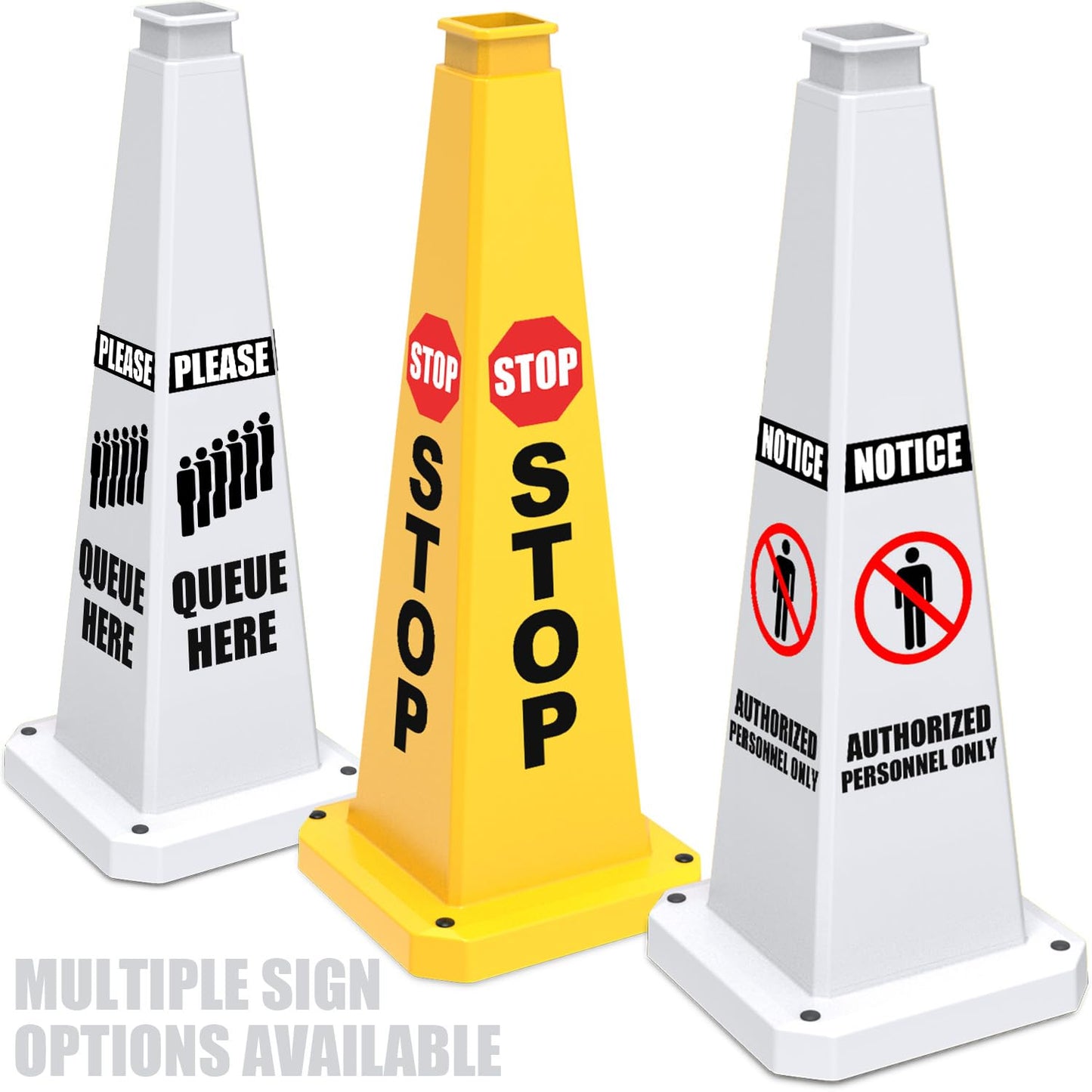 6-Pack 70/90 cm 4-Sided Message Cones, Blank