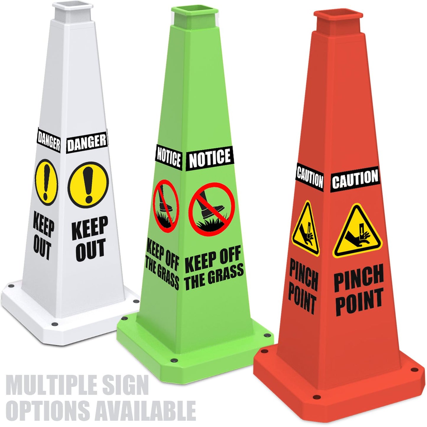 6-Pack 70/90 cm 4-Sided Message Cones, Blank