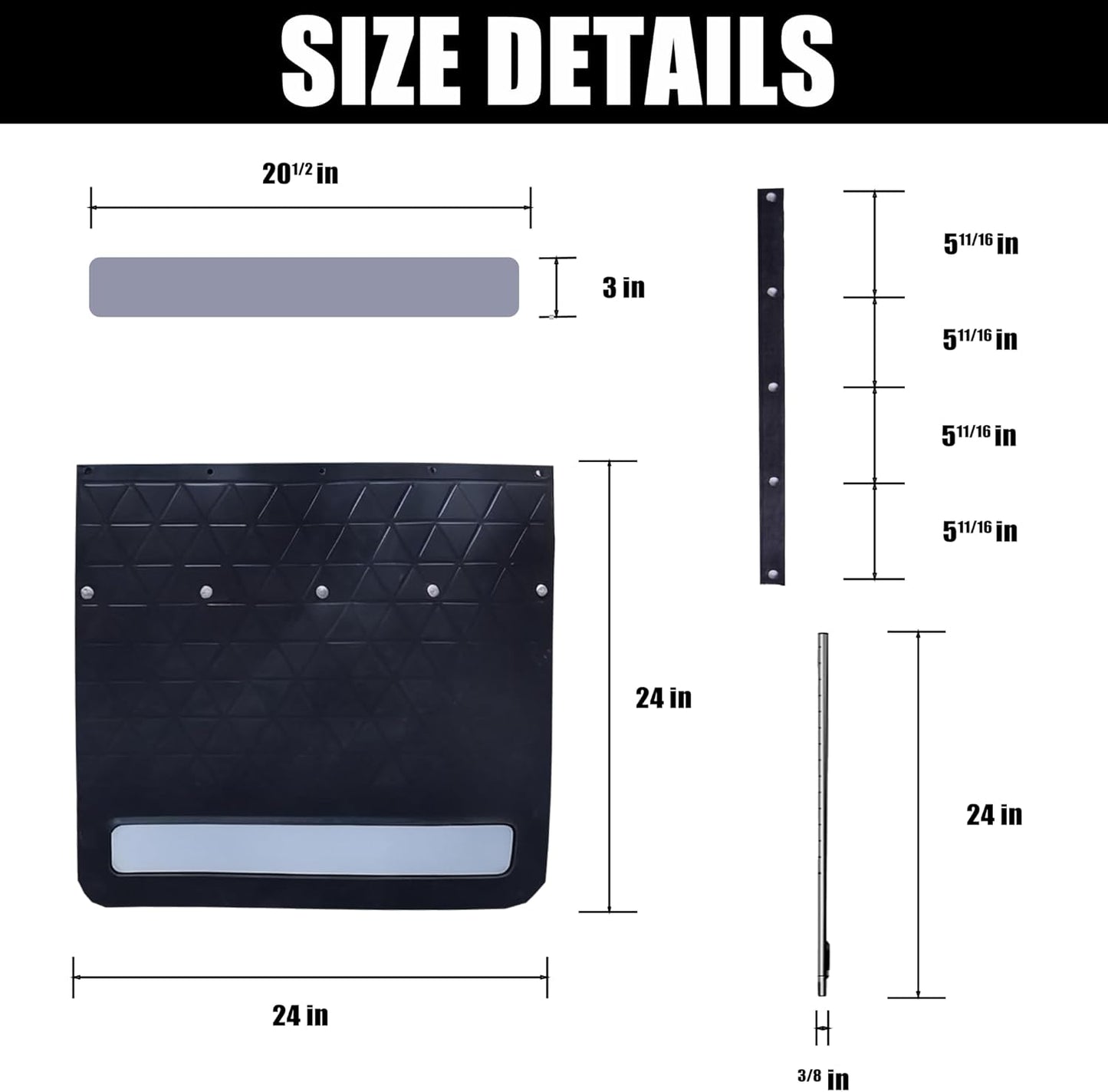 2-Pack Adjustable Hitch Mud Flaps for Trucks and Trailers