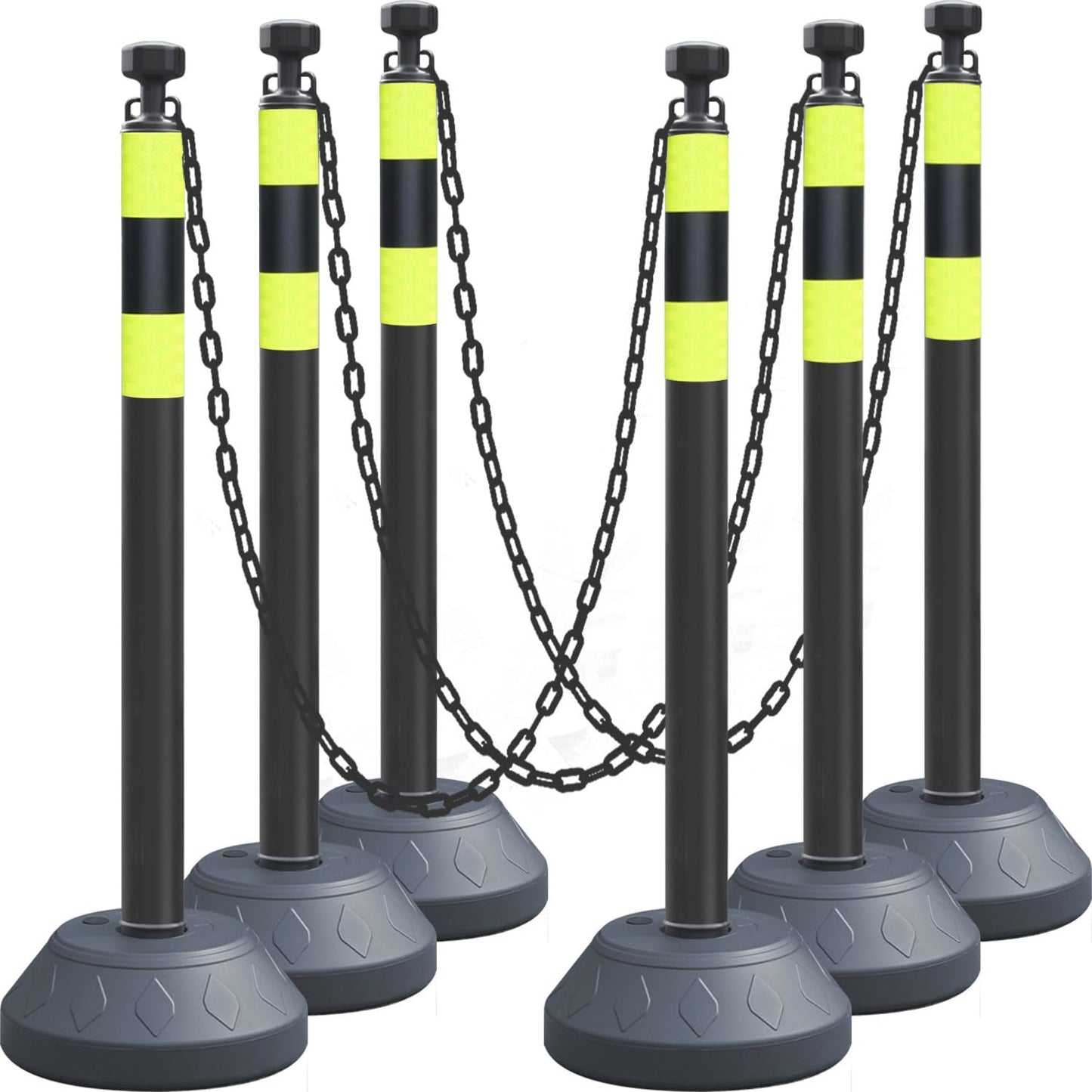 6-Pack Chain Stachion Post with Heavy Rubber or Water Filled Base