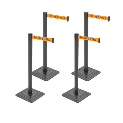4-Pack Retractable Belt Barriers with Caution Message