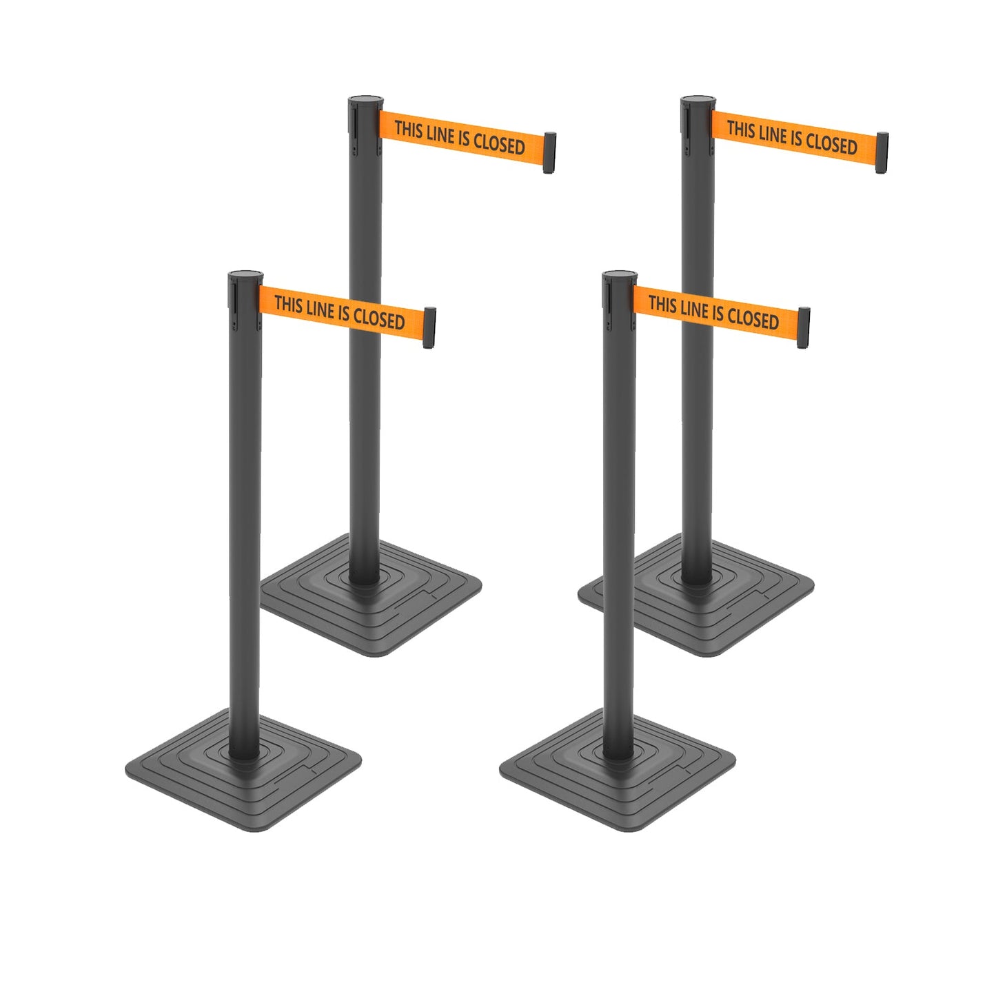 4-Pack 10ft Retractable Belt Stanchion Barriers