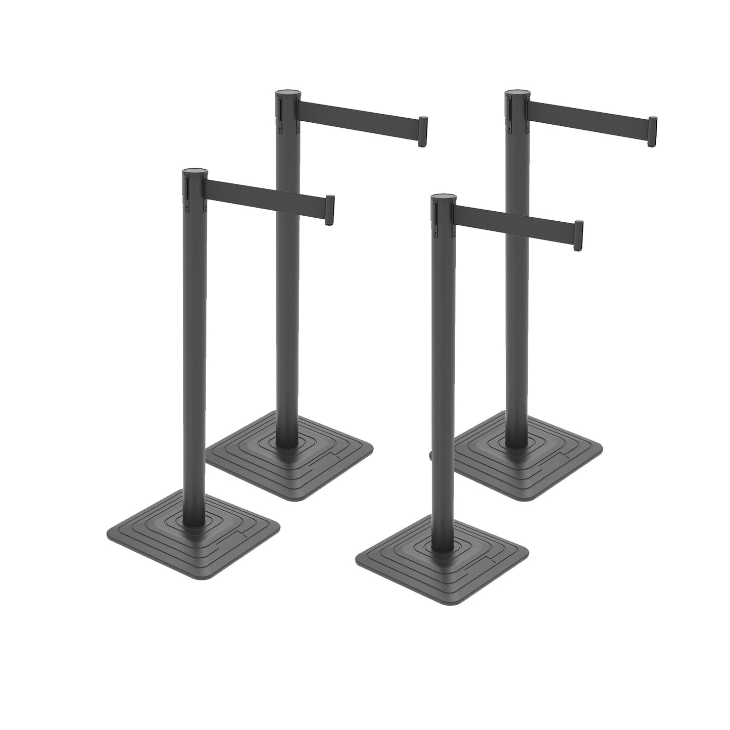 4-Pack Retractable Belt Barriers with Caution Message