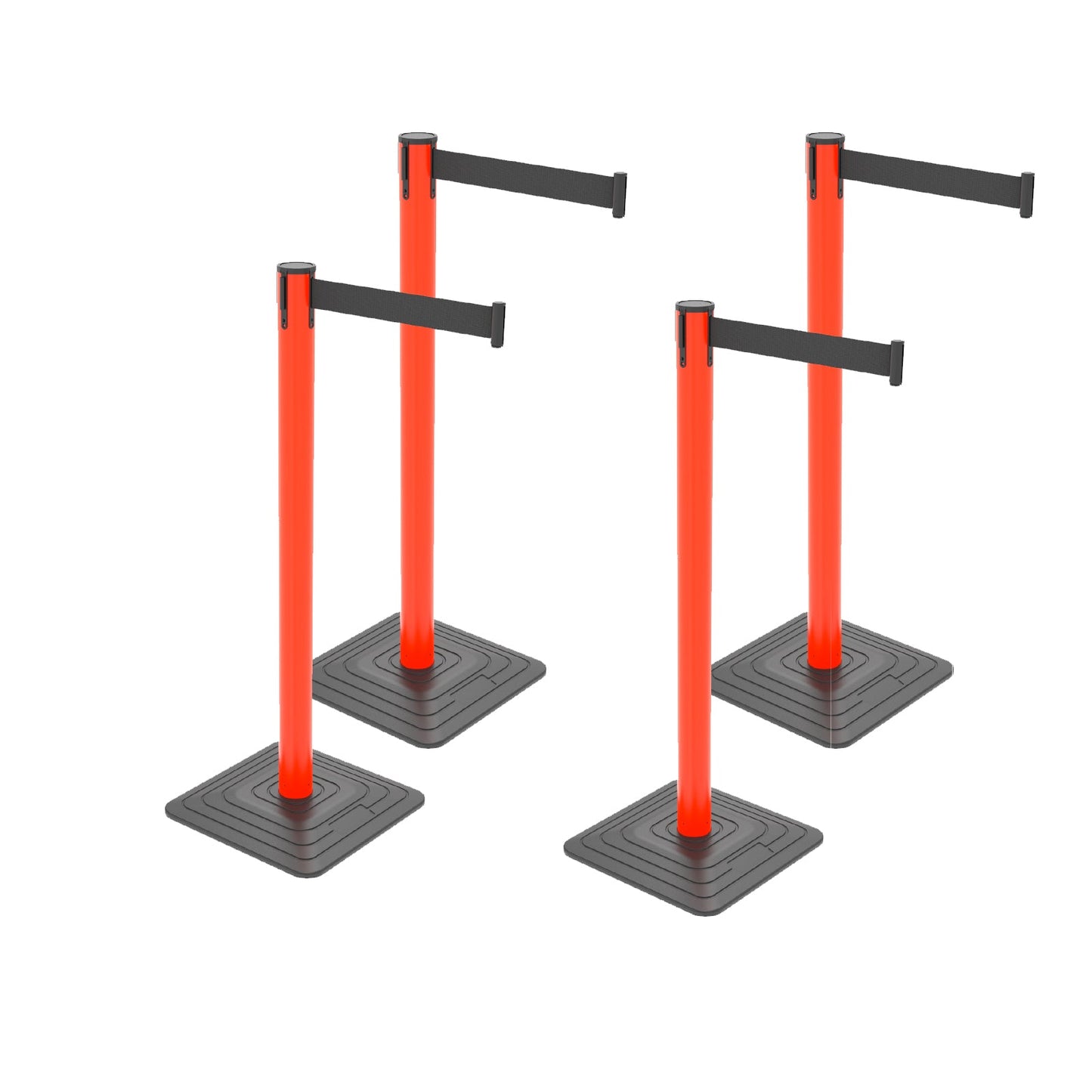 4-Pack Retractable Belt Barriers with Caution Message