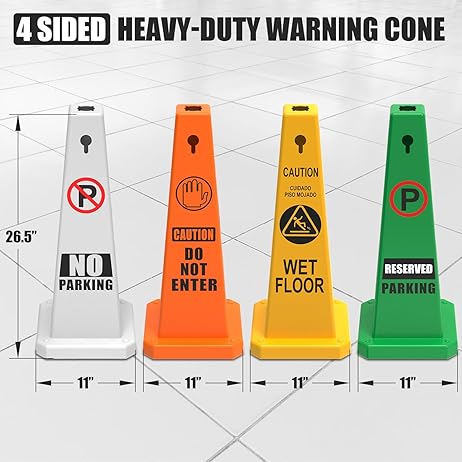 27Inch Caution Safety Cone - in use on site