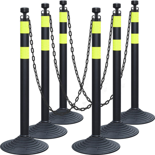 6-Pack Chain Stachion Post with Heavy Rubber or Water Filled Base